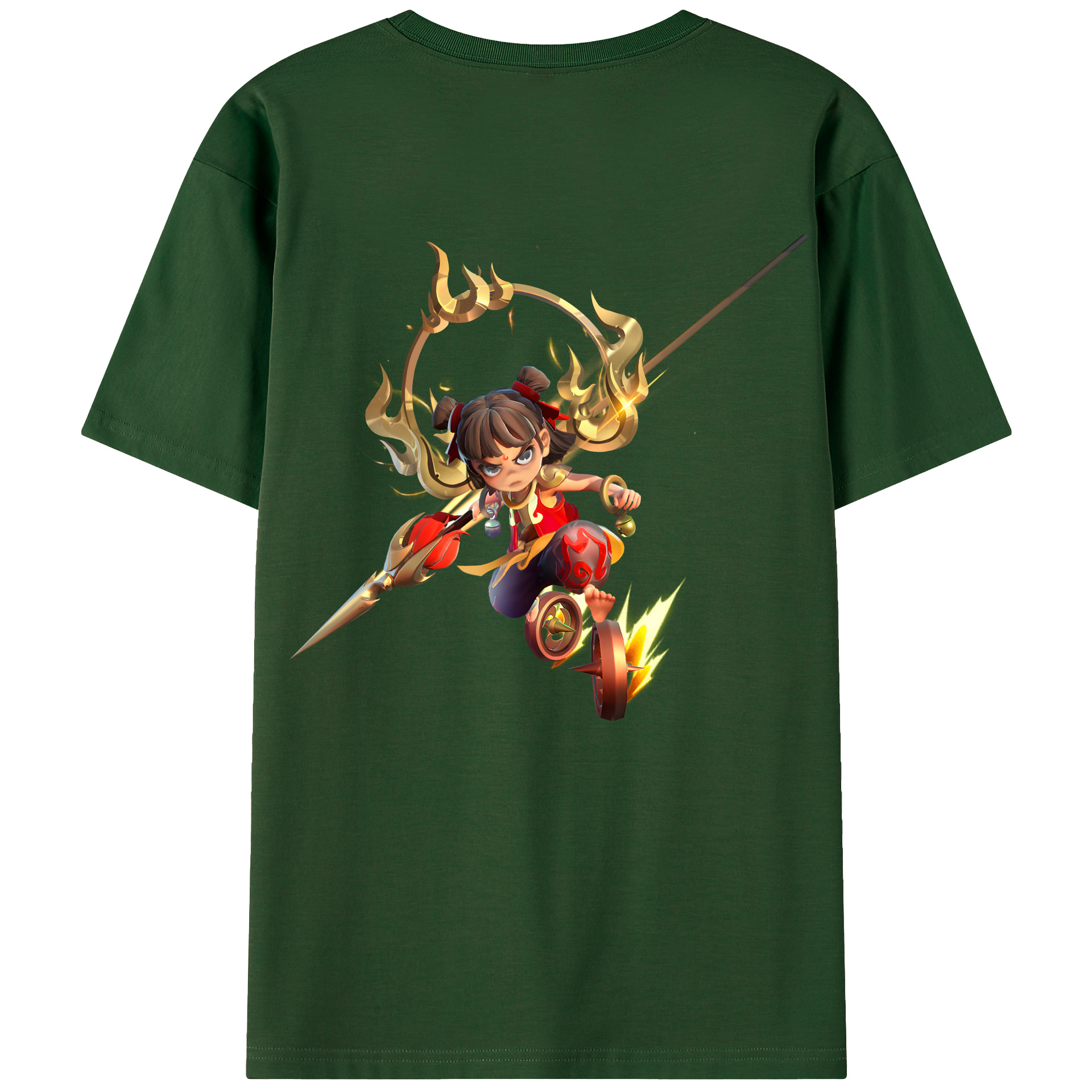 （画像用） Ne Zha 2 ナタ 魔童の大暴れ 綿100％半袖Tシャツ（背面プリント）